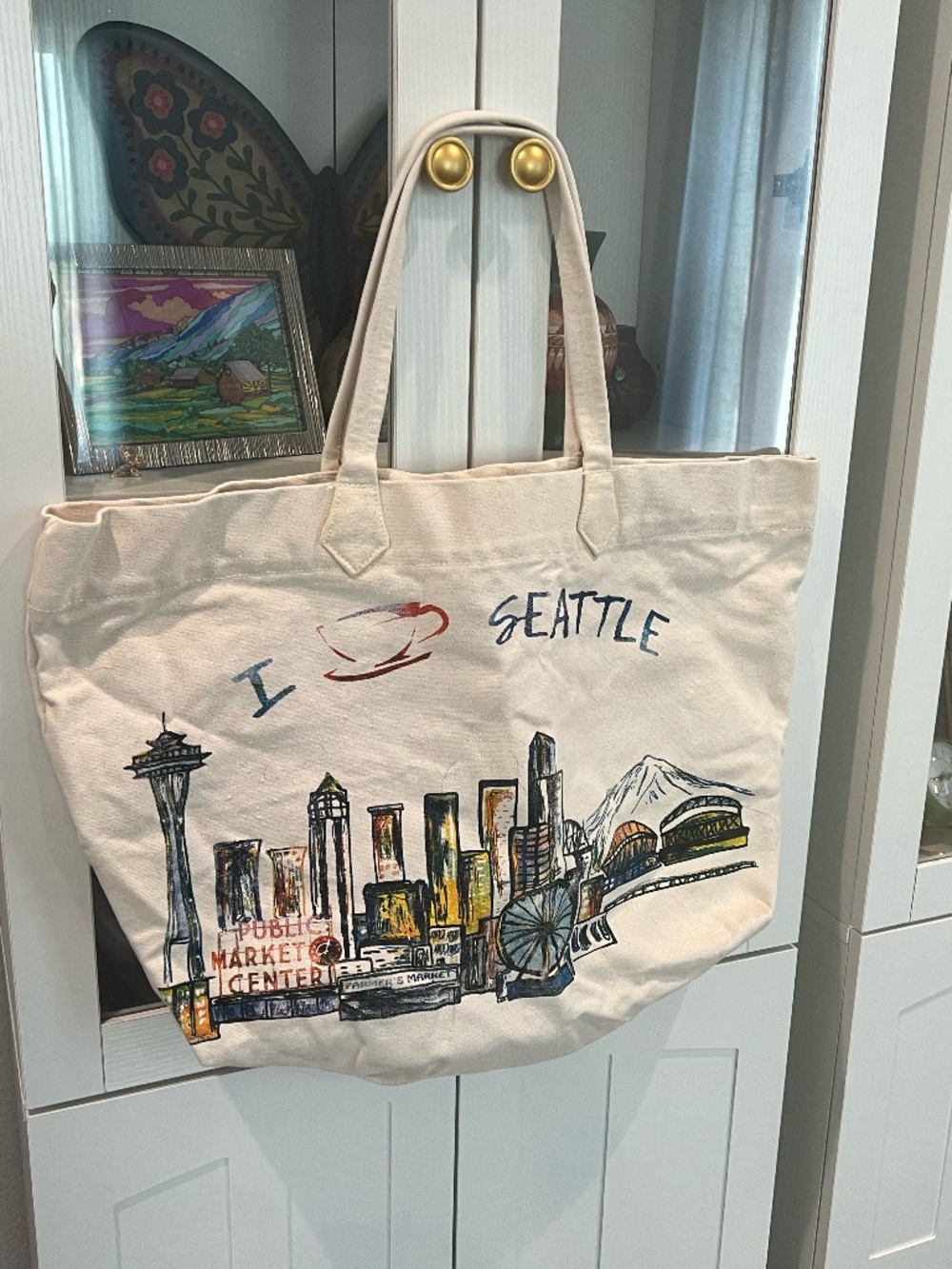 Extra Large "I love Seattle" canvas tote